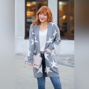 Gray Relaxed Star Cardigan